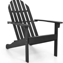 Adirondack Stuhl Gartenstuhl aus Akazienholz mit geneigtem Sitz & hoher Rückenlehne Schwarz