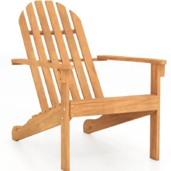Adirondack Stuhl Gartenstuhl aus Akazienholz mit geneigtem Sitz & hoher Rückenlehne Natur