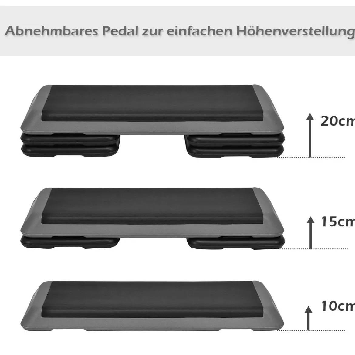 Aerobic Steppbrett Fitness Stepper Stepbench höhenverstellbar Stepper Board Grau