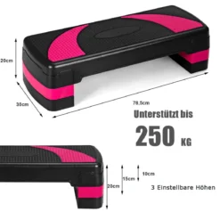 Aerobic Stepper Höhenverstellbarer Steppbr mit 3 Stufen Stepper 250kg belastbar
