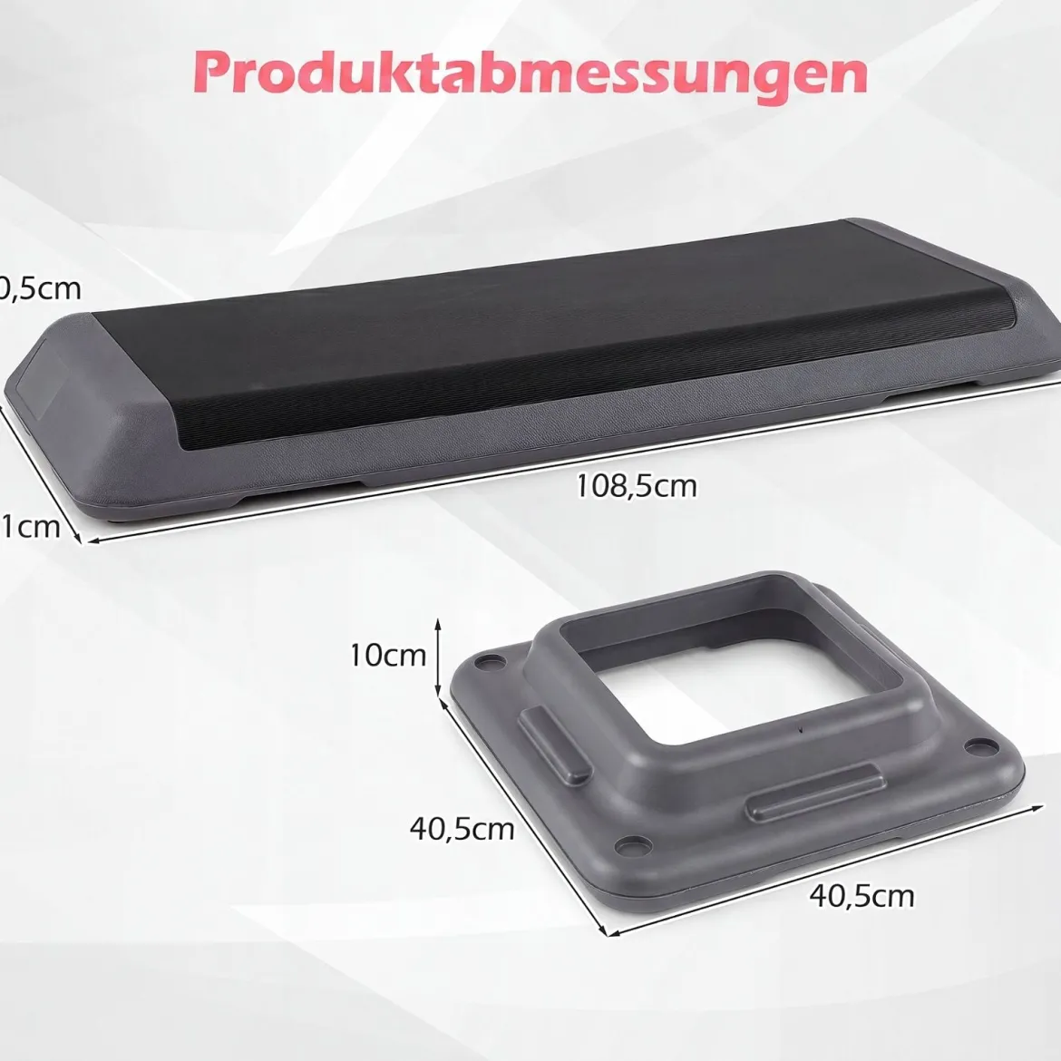 Aerobic Stepper Höhenverstellbar Fitness Stepper mit 4 Stützblöcken Strukturierter Oberfläche Grau