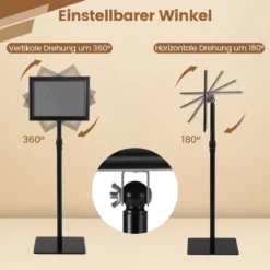 A4 Infoständer 2er-Pack stehender präsentationsständer mit beschwertem Sockel Robuster Metallrahmen Schwarz