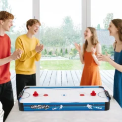 Airhockey Tisch mit 12V Motor & 2 Pucks & 2 Schieber Elektrischer Air Hockey Spieltisch Lufthockey