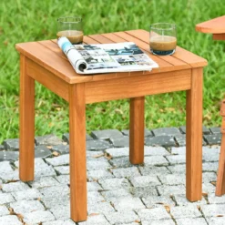 Akazienholz Beistelltisch mit Ölbehandelter Oberfläche Quadratischer & Robuster Kaffeetisch
