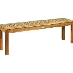 Akazienholz Outdoor-Bank Rustikale Holzbank 132 x 34 x 43,5 cm Teak