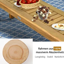Akazienholz Outdoor-Bank Rustikale Holzbank 132 x 34 x 43,5 cm Teak
