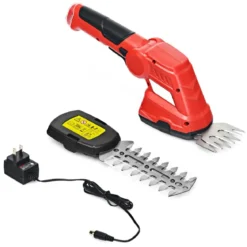 Akku Gras- und Strauchschere Kabellose Grasschere mit 2 Klingen 3,6V 2000mAh 11,5 cm Rot