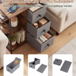 Aktenschrank mit Offenen Ablage & Ladestation & Stoffschubladen & Seitentaschen Beistelltisch