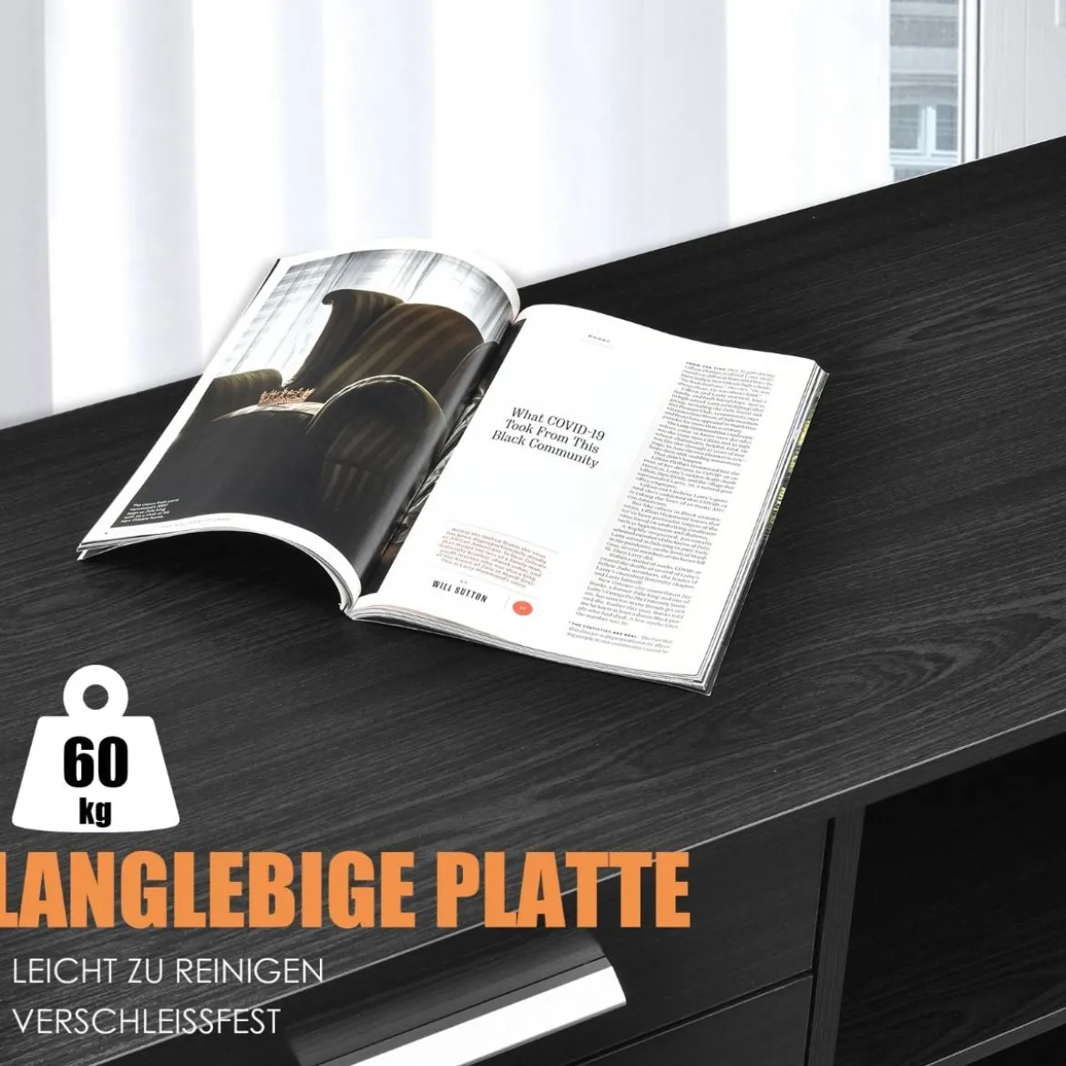 Aktenschrank mit 3 Schubladen Mobiler Büroschrank auf Rädern 81 x 41 x 66 cm Schwarz