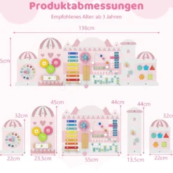 Aktivitätswand für Kleinkinder 11-in-1 Montessori Holz-Wandspielzeug für Bildung & frühkindliche Entwicklung Rosa