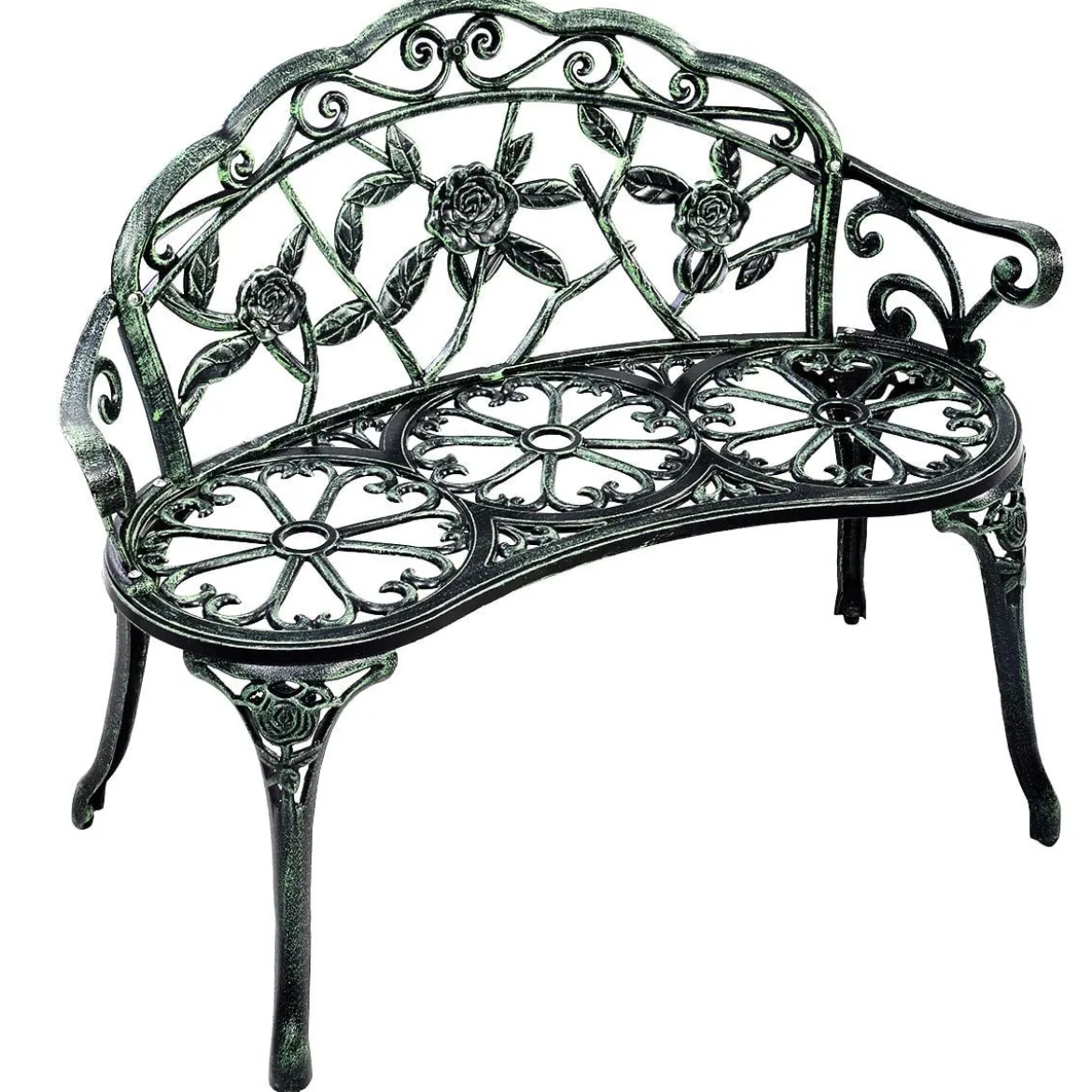 Akzent-Gartenbank Parkbank auf Aluminium und Eisen99 x 54 x 78,5 cm Antikes Grün
