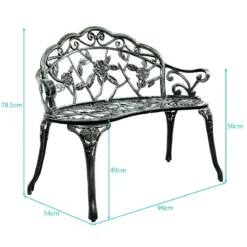 Akzent-Gartenbank Parkbank auf Aluminium und Eisen99 x 54 x 78,5 cm Antikes Grün