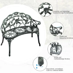 Akzent-Gartenbank Parkbank auf Aluminium und Eisen99 x 54 x 78,5 cm Antikes Grün
