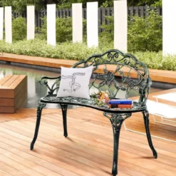 Akzent-Gartenbank Parkbank auf Aluminium und Eisen99 x 54 x 78,5 cm Antikes Grün