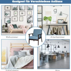 Akzentstuhl Gepolsterter Stoffstuhl 64 x 70 x 79 cm Blau