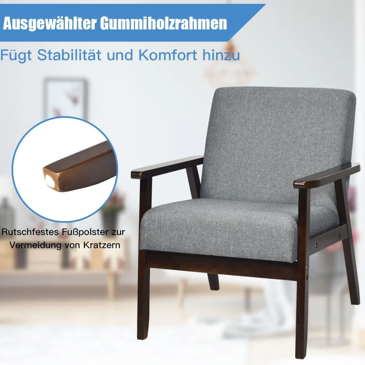 Akzentstuhl Gepolsterter Stoffstuhl 64 x 70 x 79 cm Grau