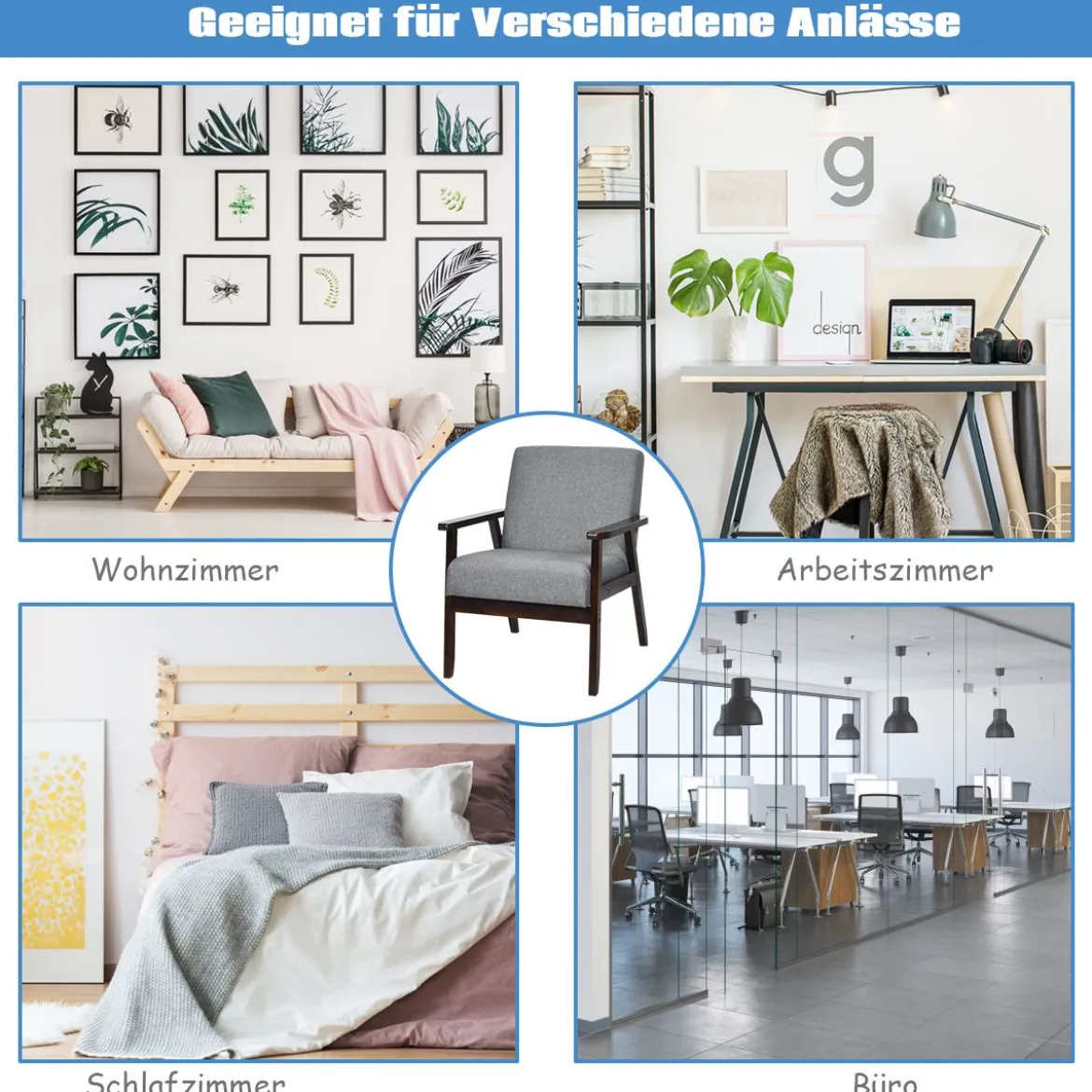 Akzentstuhl Gepolsterter Stoffstuhl 64 x 70 x 79 cm Grau