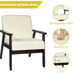 Akzentstuhl Gepolsterter Stoffstuhl 64 x 70 x 79 cm Beige