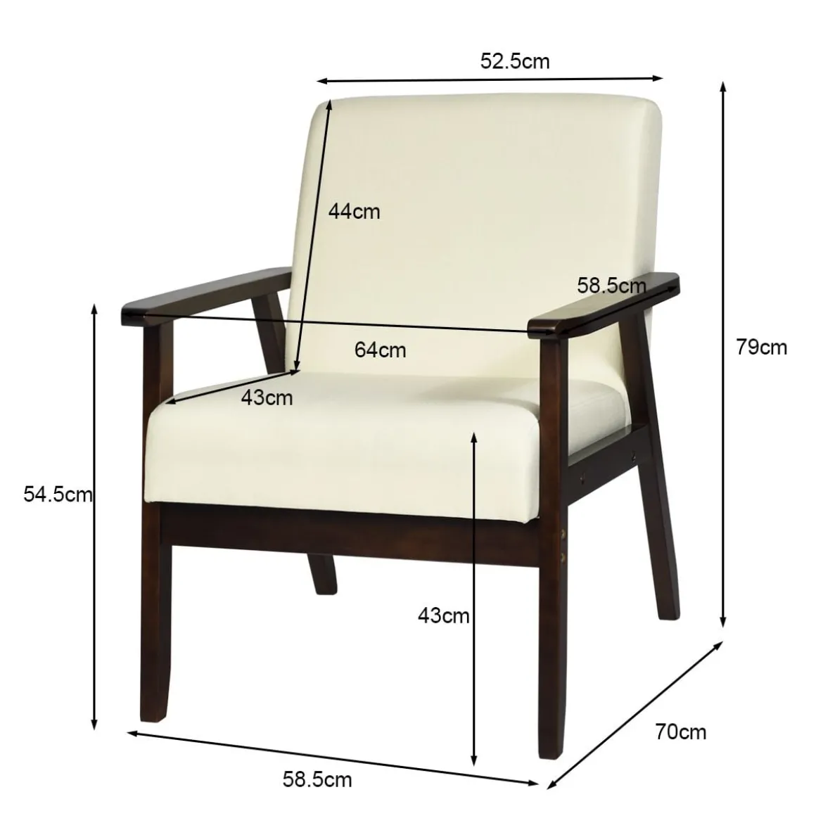 Akzentstuhl Gepolsterter Stoffstuhl 64 x 70 x 79 cm Beige