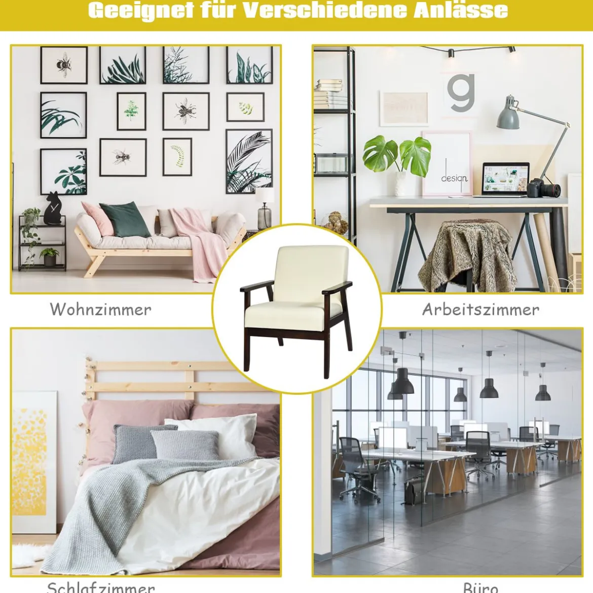 Akzentstuhl Gepolsterter Stoffstuhl 64 x 70 x 79 cm Beige