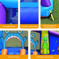 Alien Hüpfburg aufblasbar Springburg Hüpfschloss Rutsche Spielburg 331x258x178cm