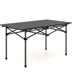 Aluminium Campingtisch für 4-6 Personen klappbarer Picknicktisch mit Tragetasche Schwarz