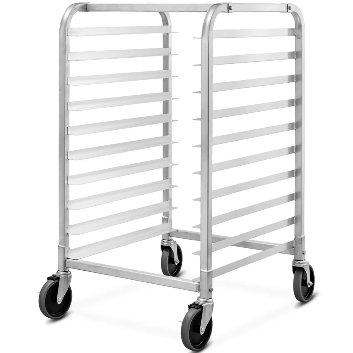 Alu Tablettwagen für 10 Tabletts mit Bremse Regalwagen bis 15 kg pro Blech Servierwagen