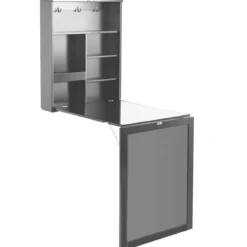 An der Wand Befestigter Tisch Ausklappbarer Umwandelbarer Schreibtisch 60 x 15,5 x 75 cm Grau