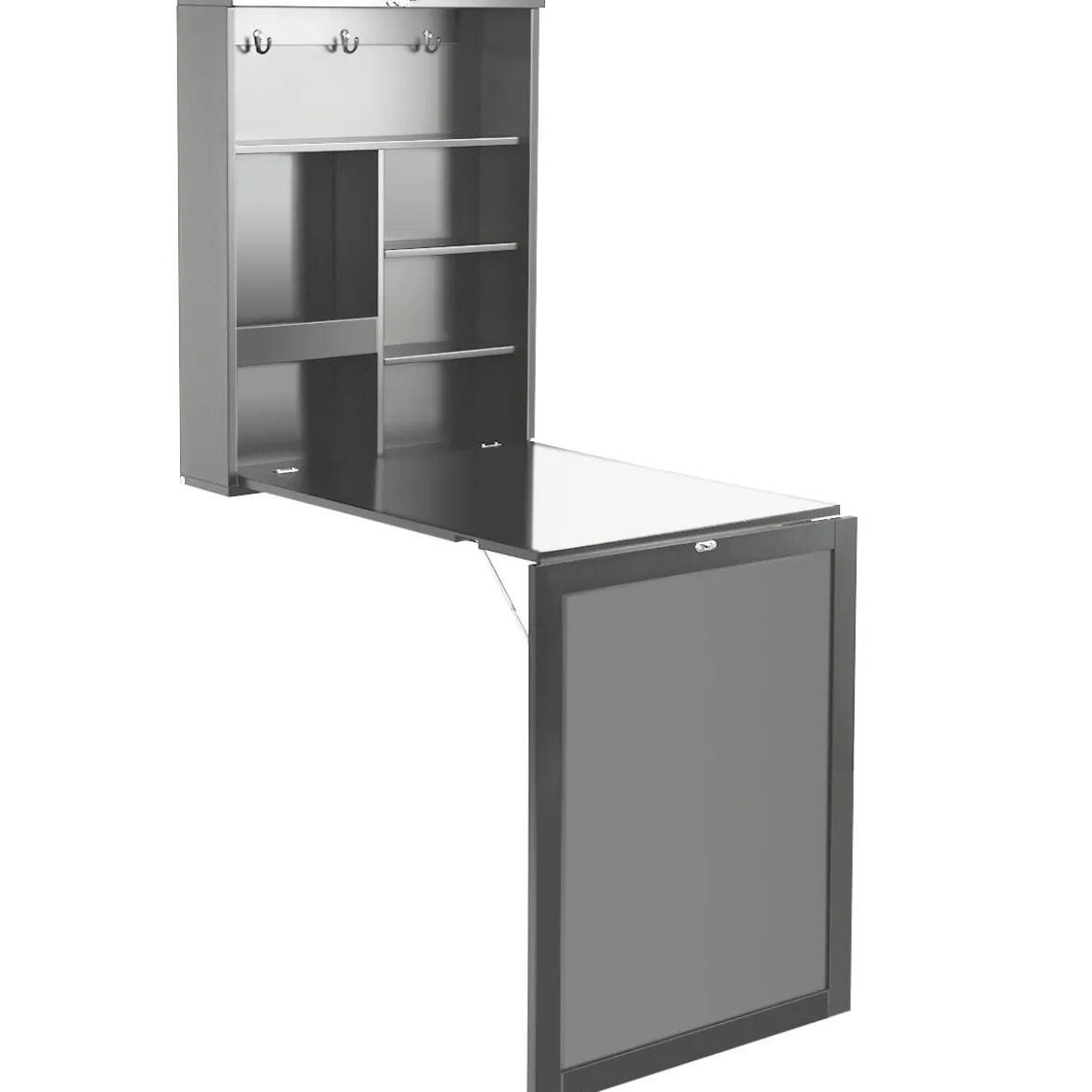 An der Wand Befestigter Tisch Ausklappbarer Umwandelbarer Schreibtisch 60 x 15,5 x 75 cm Grau