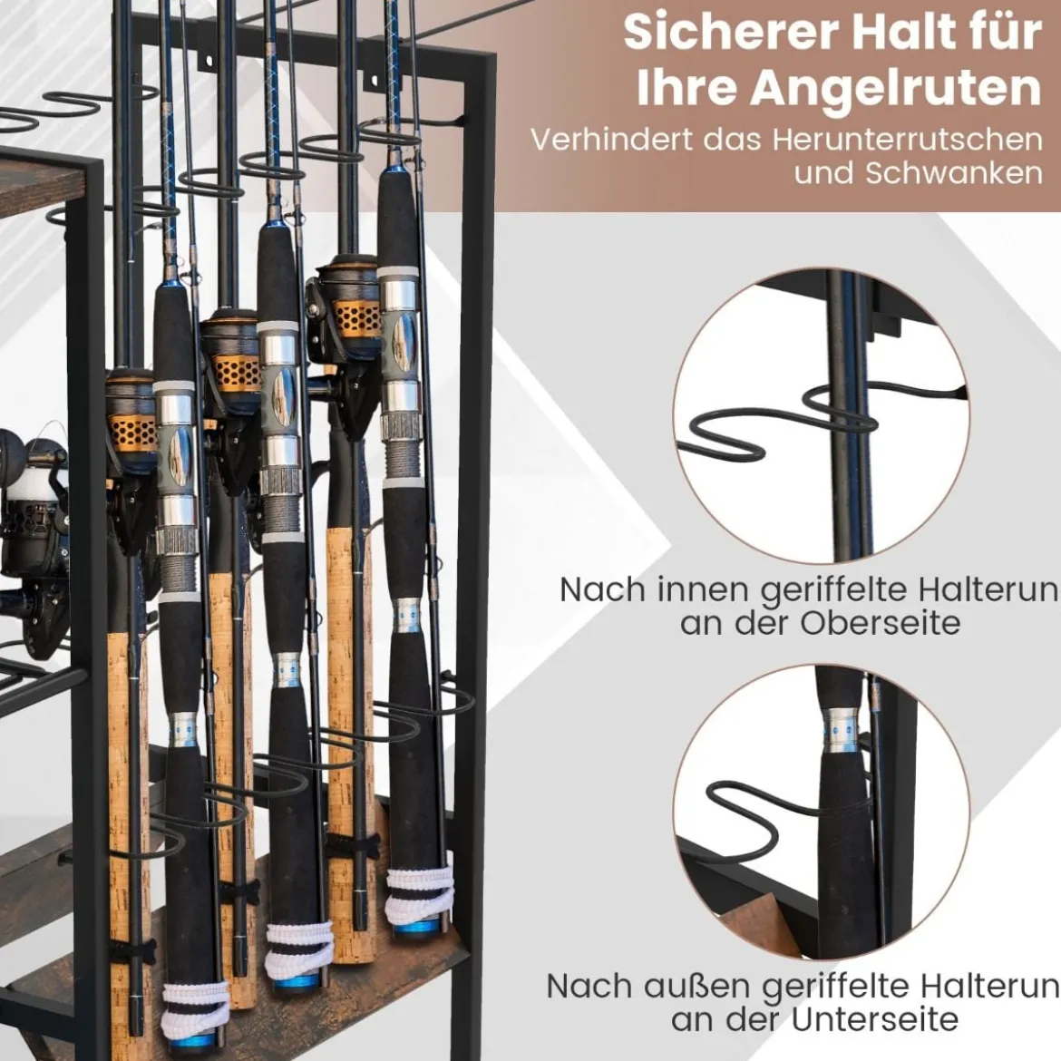 Angelrutenhalter mit Feststellbaren Universalrädern Gerätewagen Angelausrüstungs Organizer