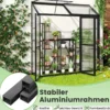 Anlehngewächshaus begehbares Gewächshaus 180 x 52 x 190 cm Tomaten Treibhaus mit Oberlicht Schwarz