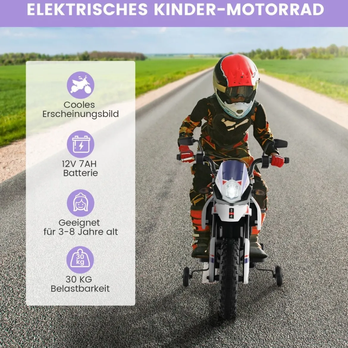 Aprilia Elektro Kindermotorrad mit Stützrädern & Musik & Scheinwerfer 12V Kinder Motorrad
