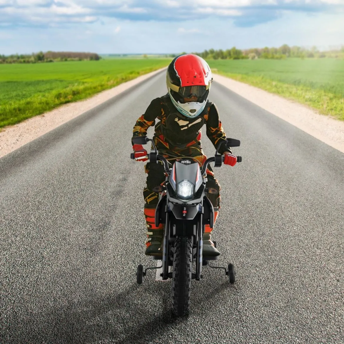 Aprilia Elektro Kindermotorrad mit Stützrädern & Musik & Scheinwerfer 12V Kinder Motorrad