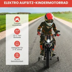 Aprilia Elektro Kindermotorrad mit Stützrädern & Musik & Scheinwerfer 12V Kinder Motorrad
