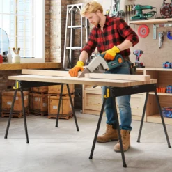 Arbeitsbock 2er Set bis 500KG belastbar Böcke klappbar Sägebock mit 2 x 4 Stützarmen 94 x 47 x 74 cm Schwarz