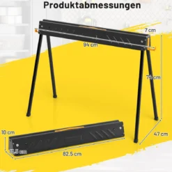 Arbeitsbock 2er Set bis 500KG belastbar Böcke klappbar Sägebock mit 2 x 4 Stützarmen 94 x 47 x 74 cm Schwarz