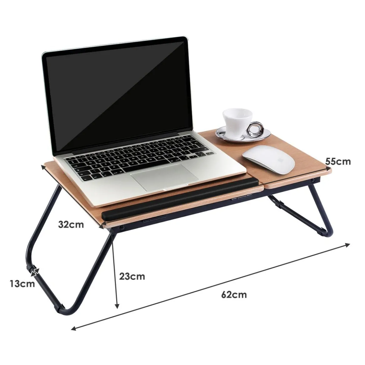 Arbeitstisch Laptoptisch Notebooktisch Betttisch Betttablett Tisch Faltbar Lapdecks Natur+Schwarz