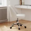 Armloser Drehstuhl Höhenverstellbarer Schminkstuhl Bürostuhl Homeoffice Stuhl Beige