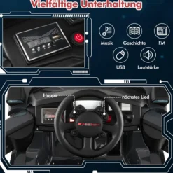 Audi Elektroauto für Kinder 12V elektrisches Kinderauto mit Fernbedienung & LED-Lichtern & 4 Federungen Grau