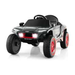 Audi Elektroauto für Kinder 12V elektrisches Kinderauto mit Fernbedienung & LED-Lichtern & 4 Federungen Grau