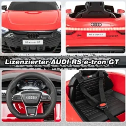 Audi RS Kinder Elektroauto mit 2,4 G Fernbedienung mit Musik und Scheinwerfer Rot