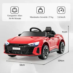 Audi RS Kinder Elektroauto mit 2,4 G Fernbedienung mit Musik und Scheinwerfer Rot