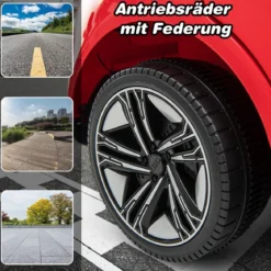 Audi RS Kinder Elektroauto mit 2,4 G Fernbedienung mit Musik und Scheinwerfer Rot