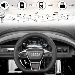 Audi RS Kinder Elektroauto mit 2,4 G Fernbedienung mit Musik und Scheinwerfer Schwarz