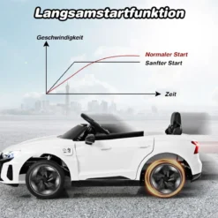 Audi RS Kinder Elektroauto mit 2,4 G Fernbedienung mit Musik und Scheinwerfer Weiß