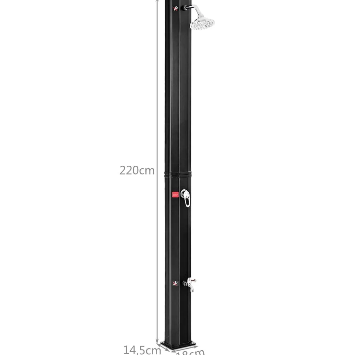 Außendusche 35 L Garten Solardusche Pooldusche mit zwei Wasserhähne 220 cm Schwarz kein Stromanschluss