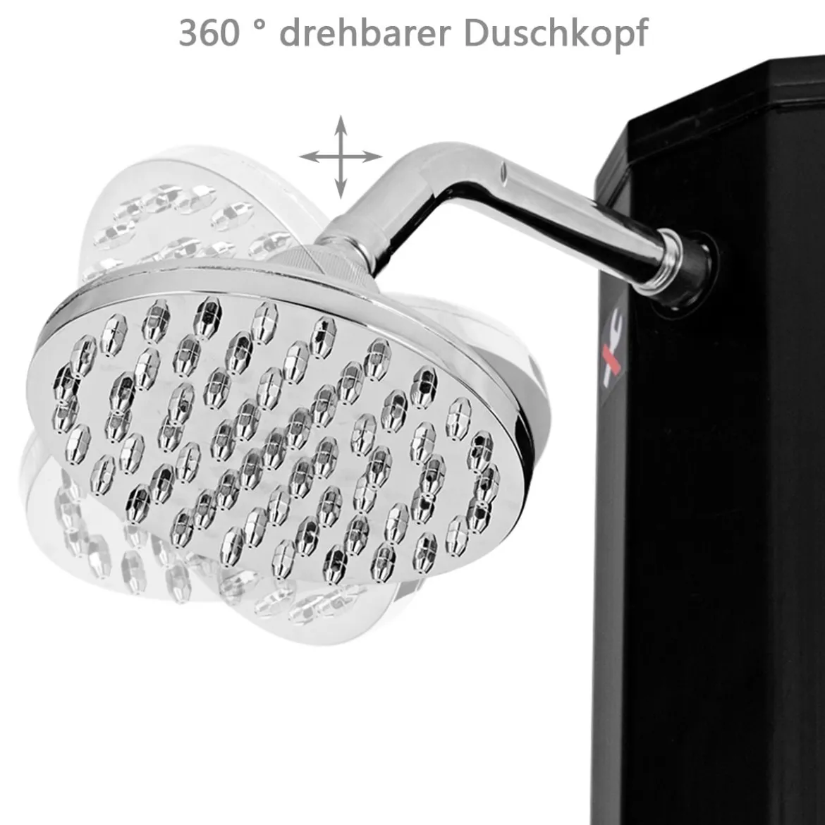 Außendusche 35 L Garten Solardusche Pooldusche mit zwei Wasserhähne 220 cm Schwarz kein Stromanschluss