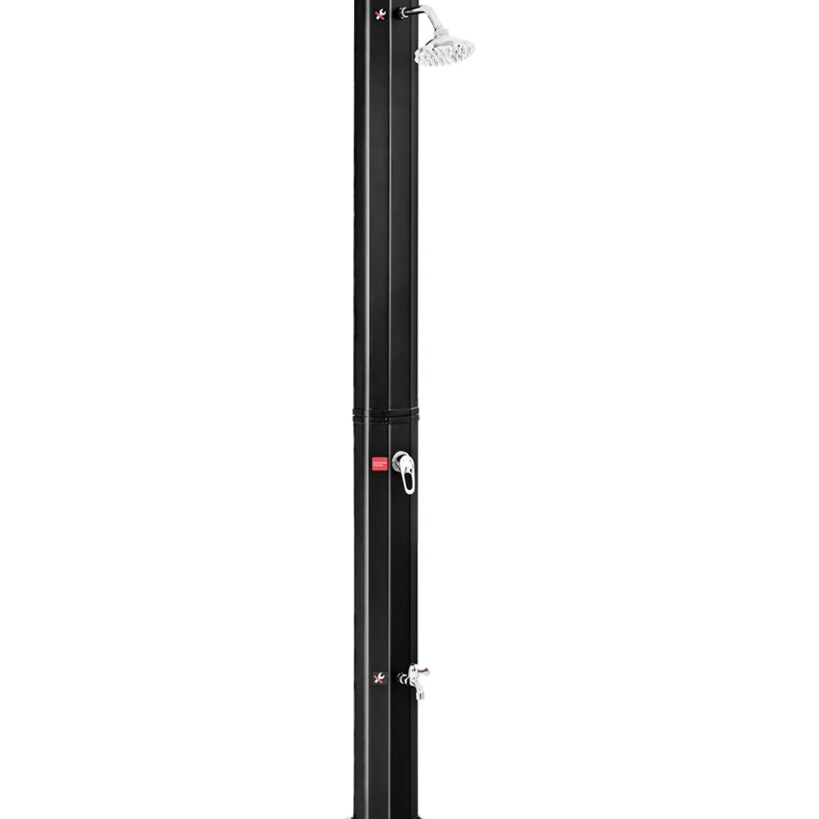 Außendusche 35 L Garten Solardusche Pooldusche mit zwei Wasserhähne 220 cm Schwarz kein Stromanschluss