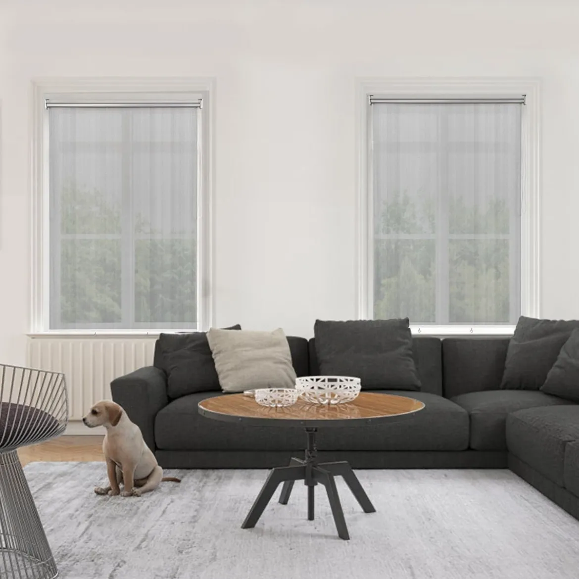 Außenjalousie mit UV-Schutz Abdunkelungsrollo Outdoor Rolljalousie Sonnenschutzrollo 121x181 cm Grau