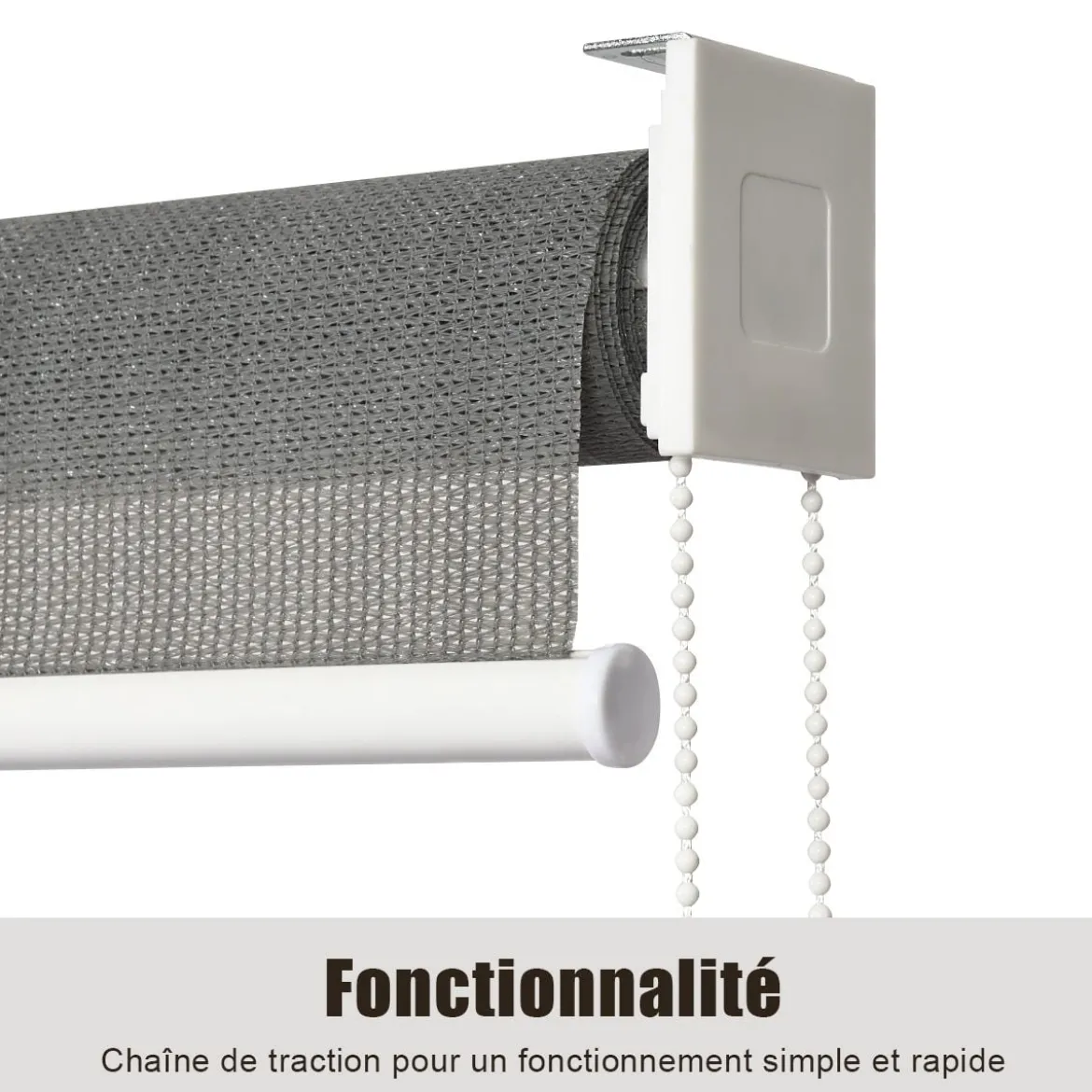 Außenjalousie mit UV-Schutz Abdunkelungsrollo Outdoor Rolljalousie Sonnenschutzrollo 121x181 cm Grau